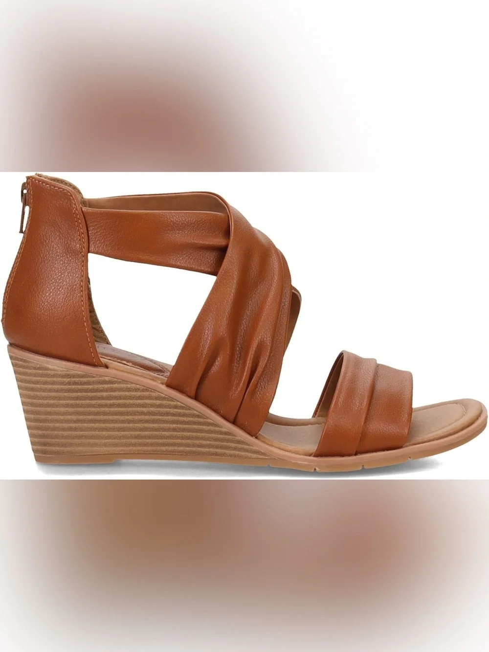 Eurosoft by Sofft Women's Ginnifer low wedge soft slip in dressy brown Sandals 9